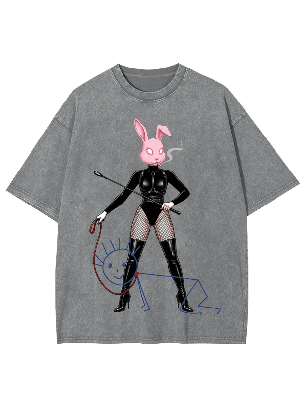 Leather Bunny Fetish Art Washed Tshirt
