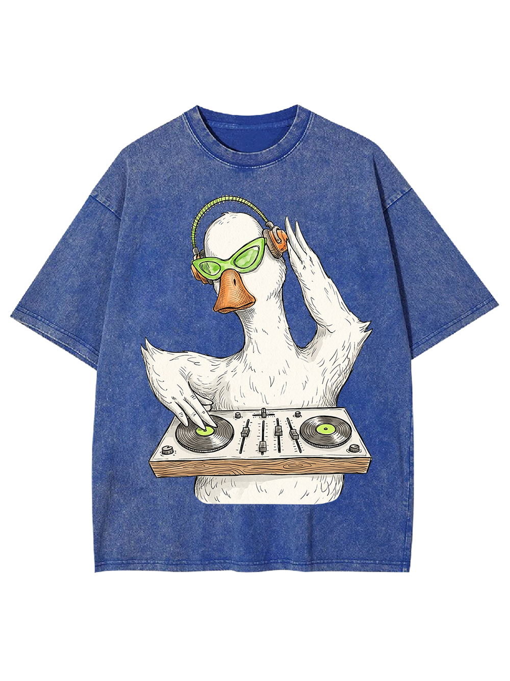 Funky DJ Duck Mixing The Beat Washed Tshirt