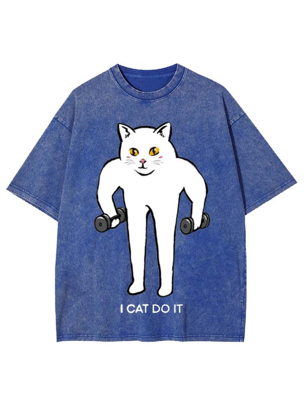 I Cat Do It Washed Tshirt