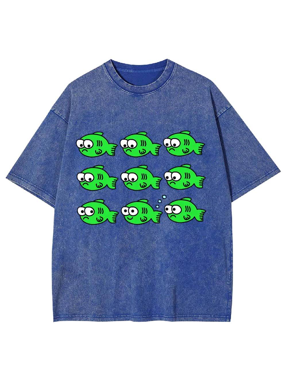 School of Quirky Fish Washed Tshirt
