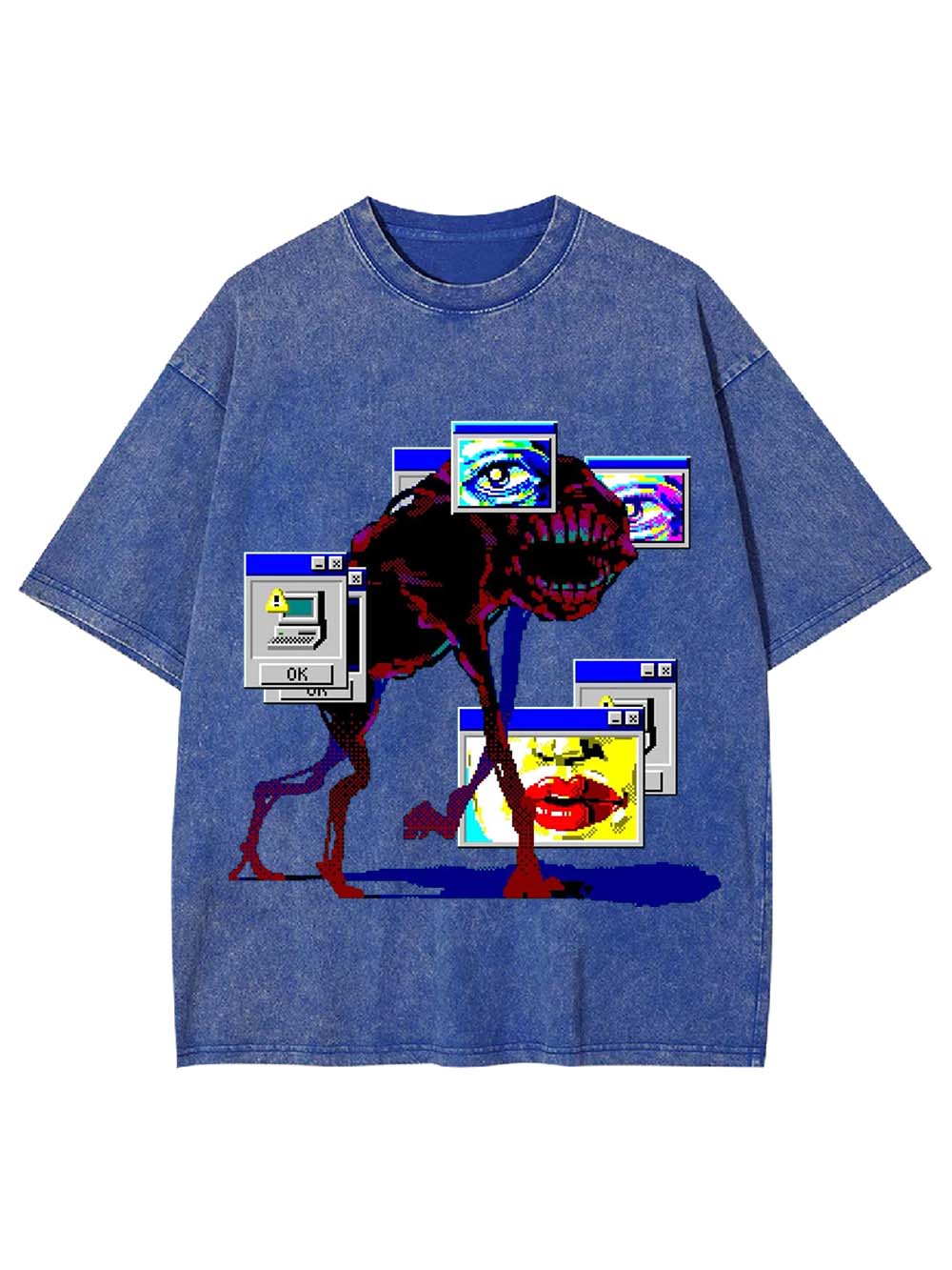 Glitch Aesthetic Creature Washed Tshirt