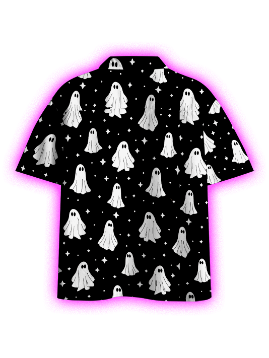 Floating Ghost Charm Button Up Pocket Shirt