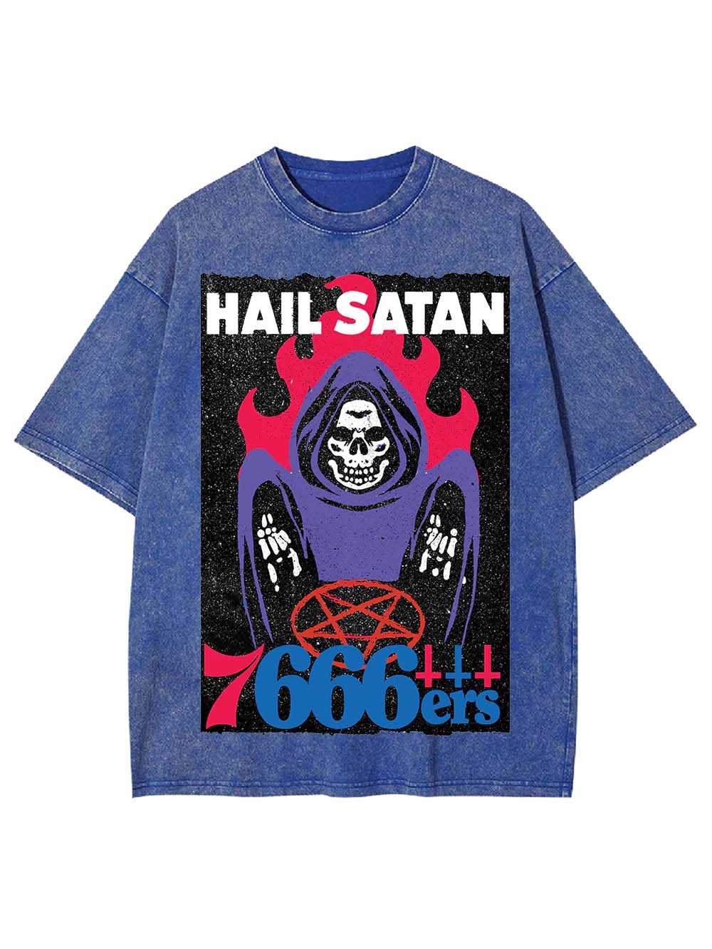 Hail Satan 7666ers Washed Tshirt