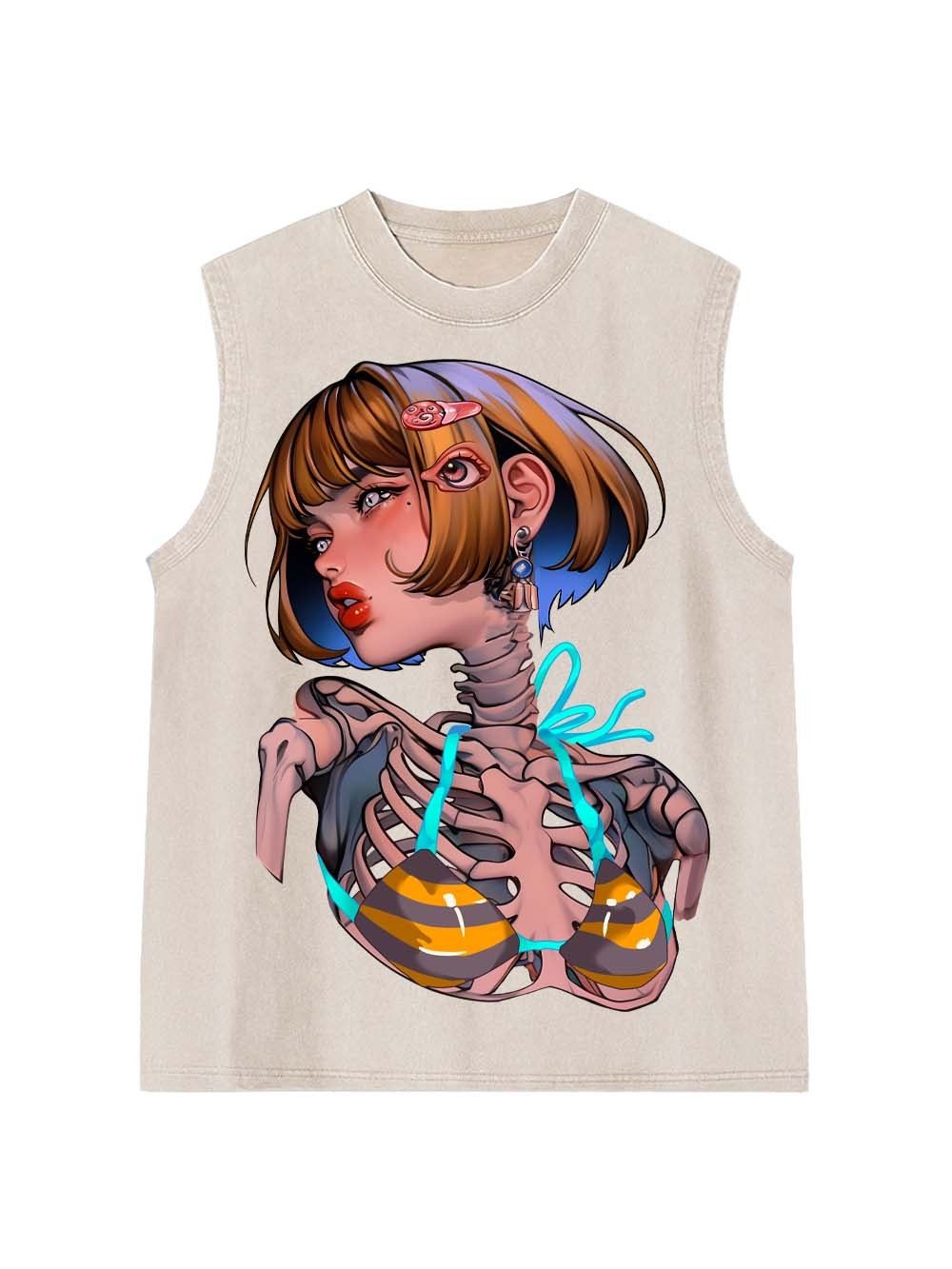 Skeleton in Stripes Washed Tank Top