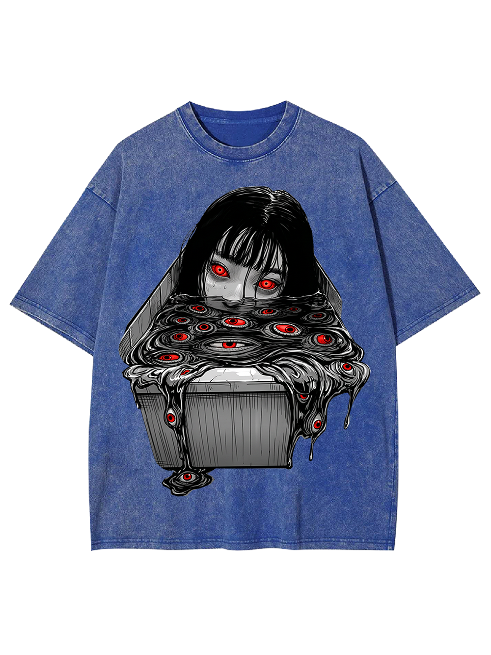 Japanese Horror Red-Eye Girl Washed Tshirt