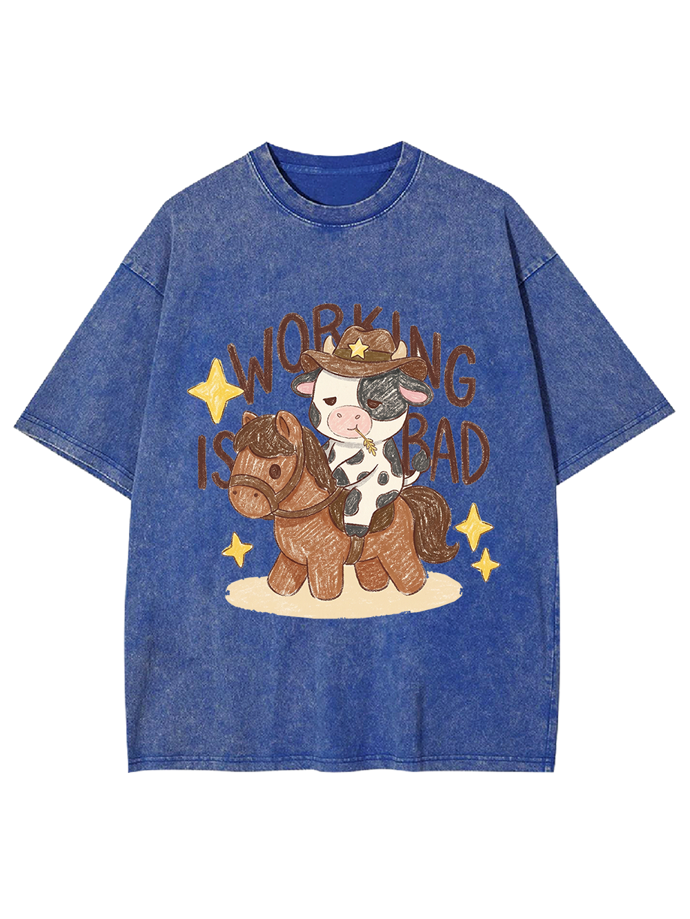 Working Is Bad Washed Tshirt