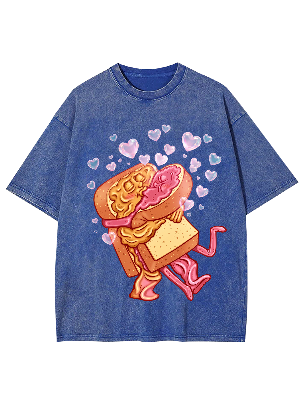 Pink Cute Hugging Sandwich Washed Tshirt