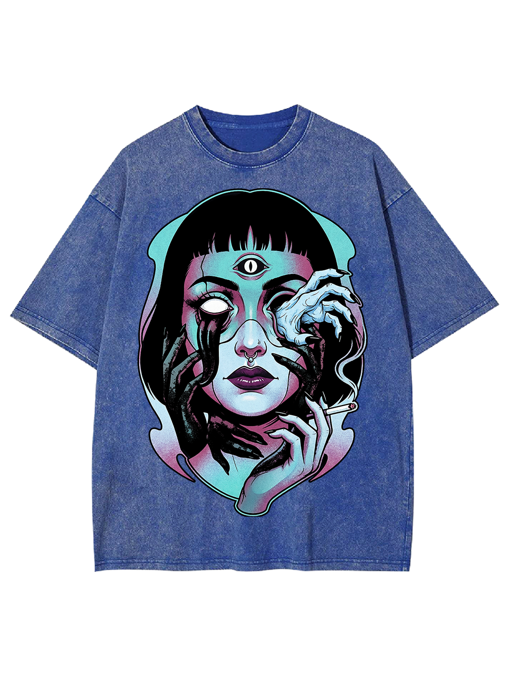 Haunting Third Eye Illustration Washed Tshirt