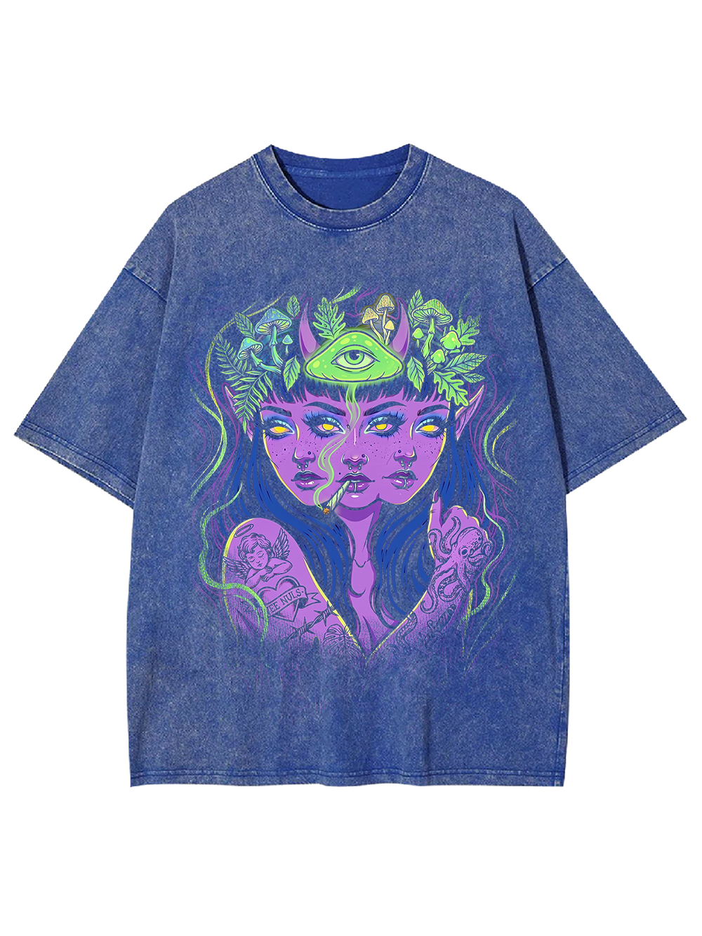 TRIPLE HEADED SHAMAN WASHED TSHIRT