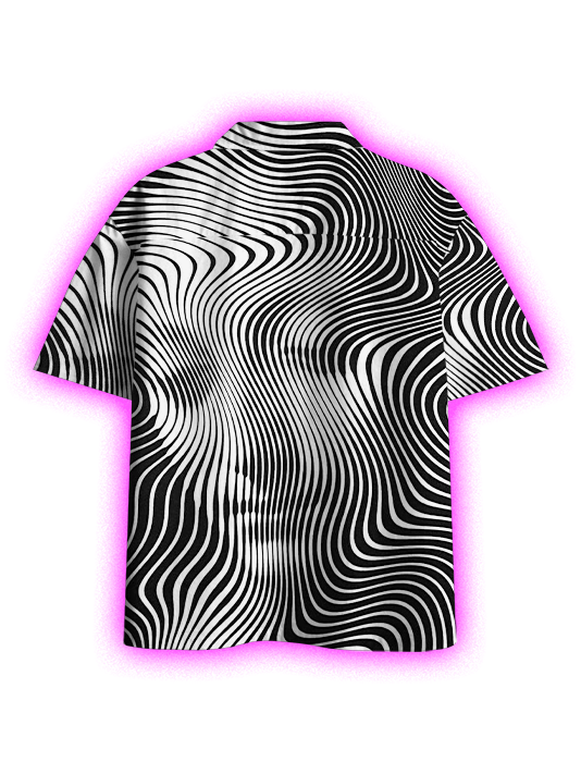 Optical Illusion Waves Button Up Pocket Shirt