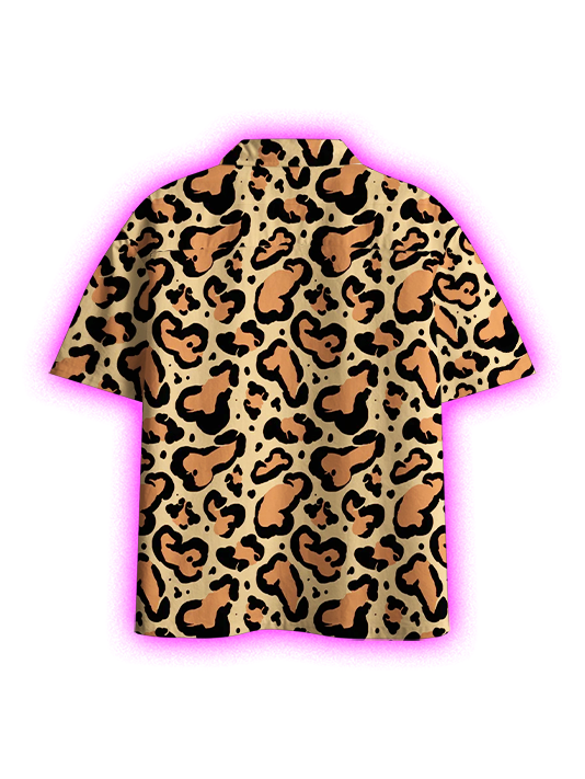 Leopard Penis Button Up Pocket Shirt
