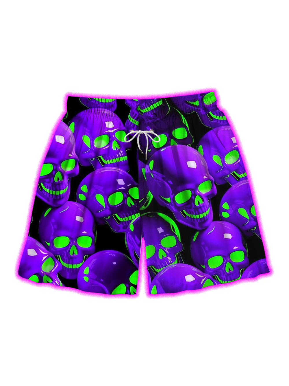 NEON SKULL ALL OVER PRINT SHORTS
