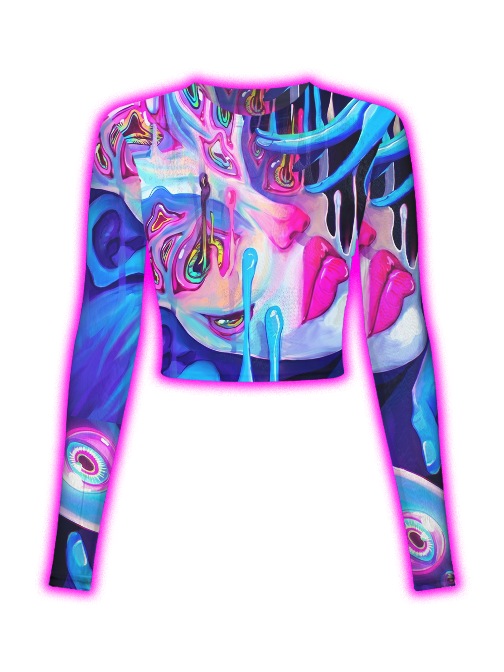 PSYCHEDELIC MELTING FACE ABSTRACT MESH TOP