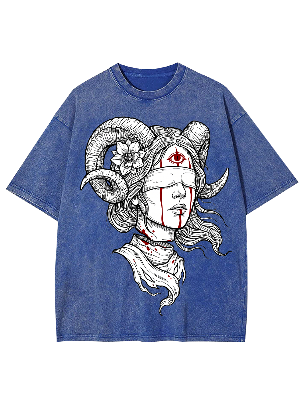 RAM HORN GIRL BLOODY NECK WASHED TSHIRT