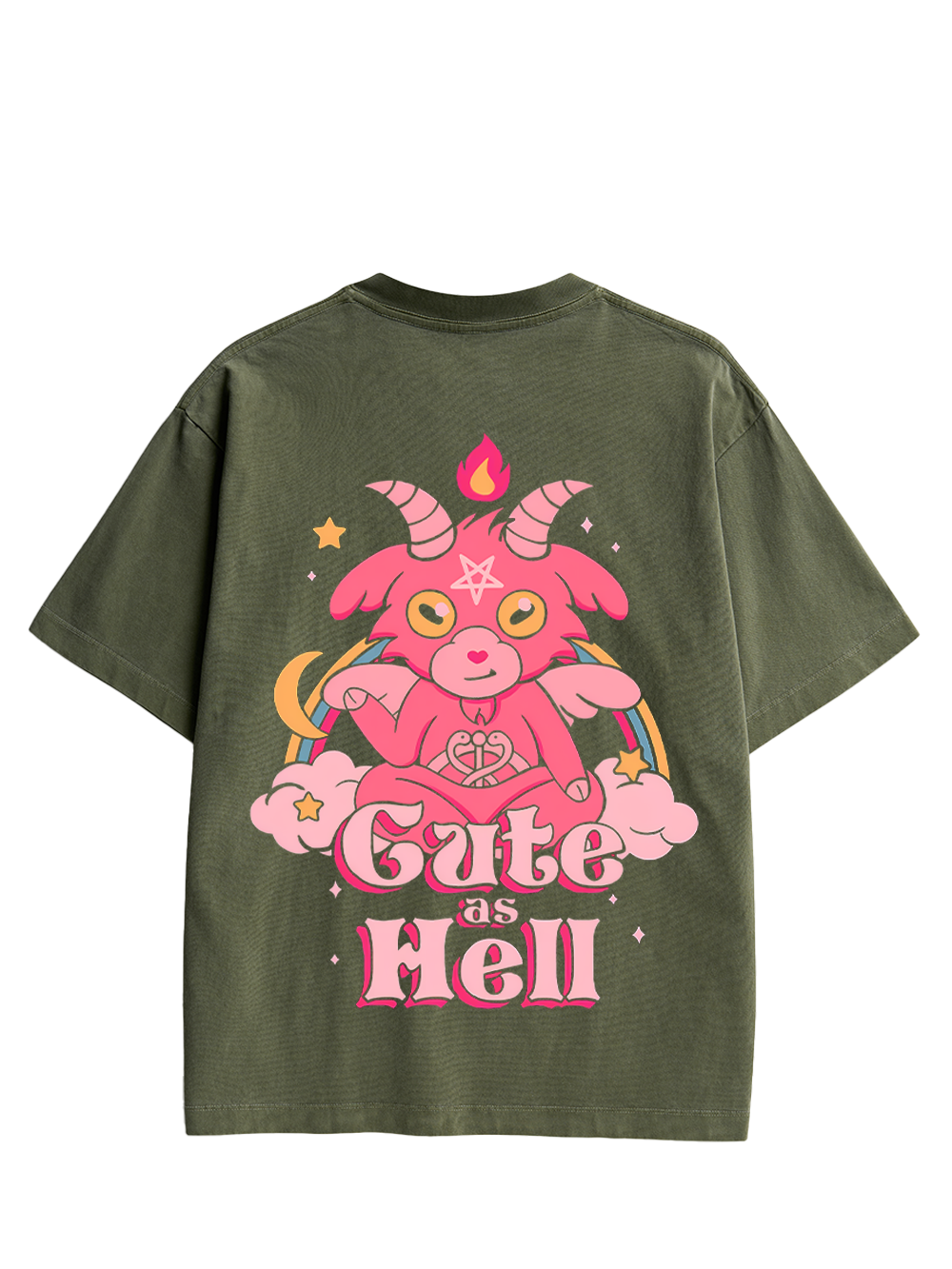 CUTE AS HELL DOUBLE SIDED PRINT WASHED TSHIRT