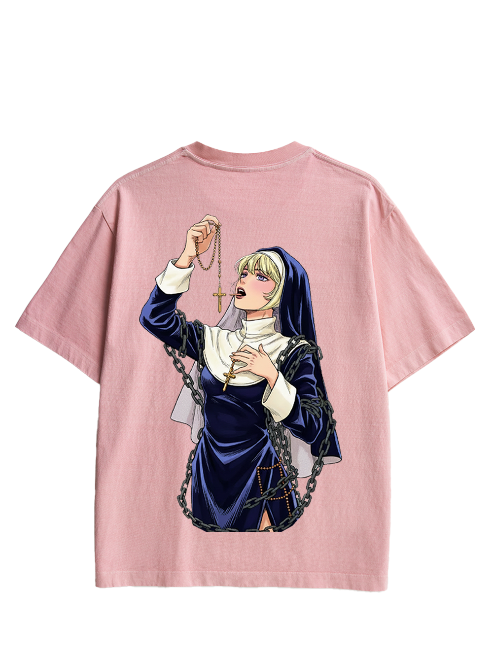 LICKING MANGA NUN DOUBLE SIDED PRINT WASHED TSHIRT