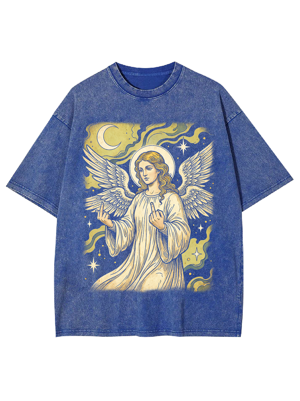 REBELLIOUS ANGEL MIDDLE FINGER WASHED TSHIRT