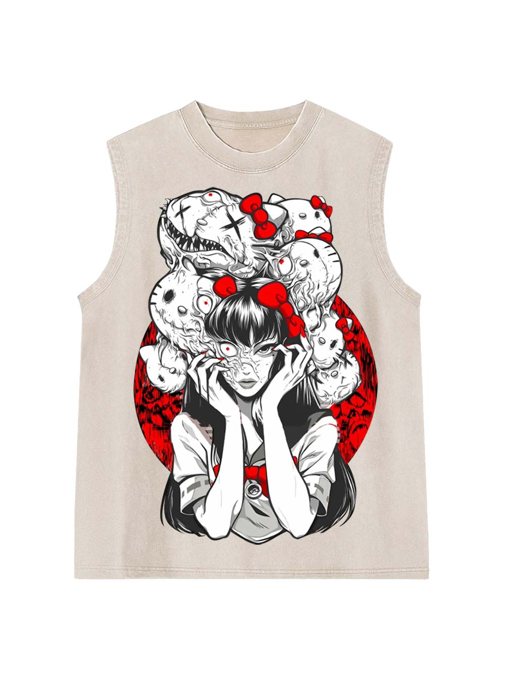 Tomie And Hello Kitty Washed Tank Top
