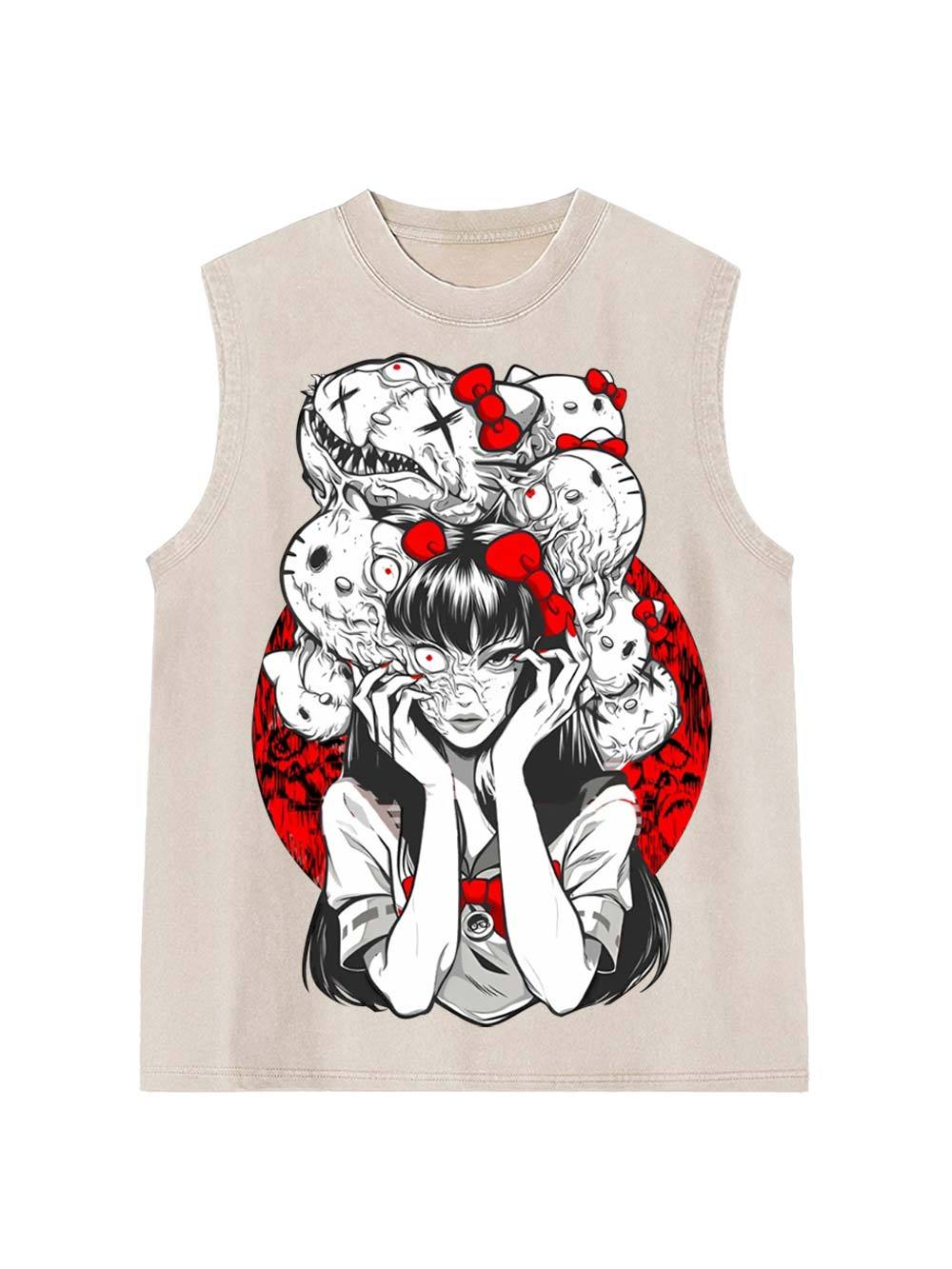 Tomie And Hello Kitty Washed Tank Top