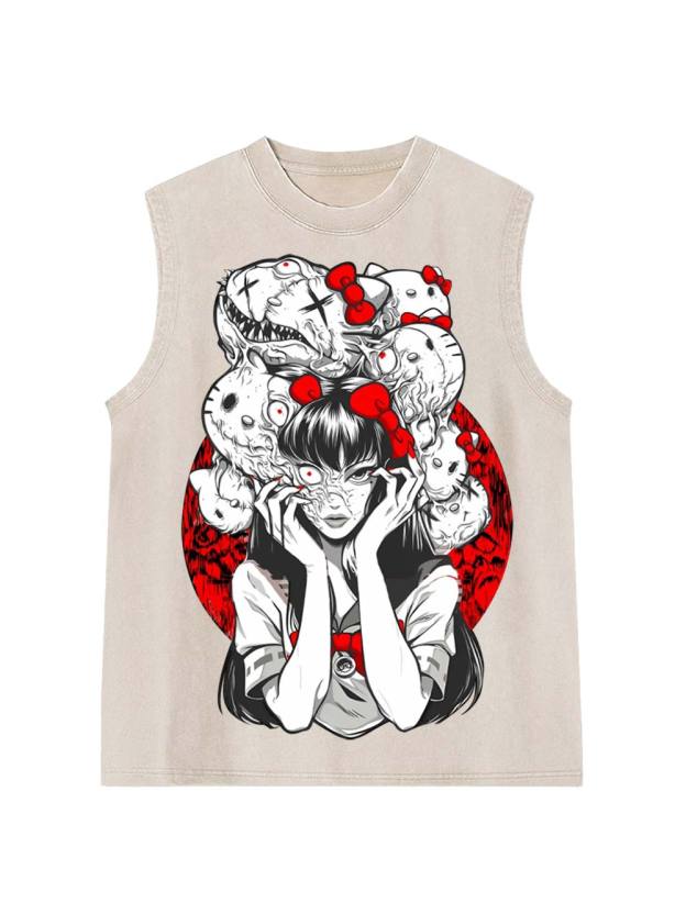 Tomie And Hello Kitty Washed Tank Top