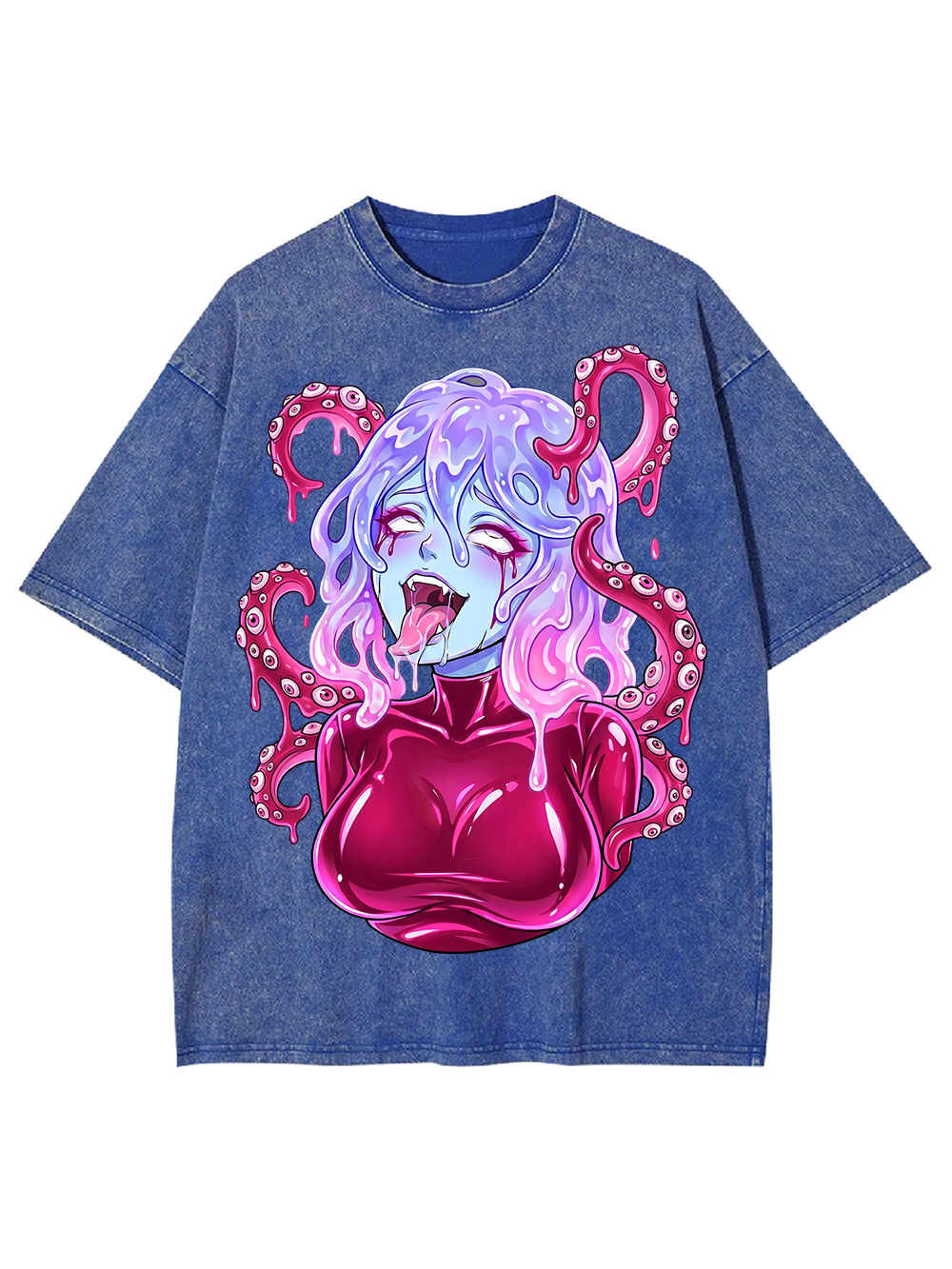 PINK TENTACLE DEMON GIRL WASHED TSHIRT
