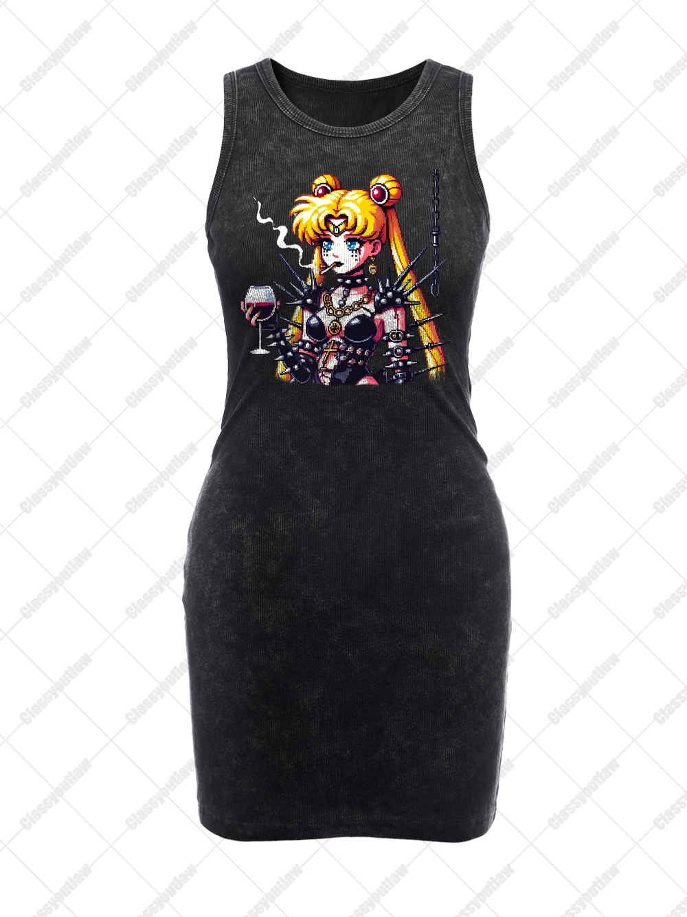 PUNK MOON VINTAGE BODYCON TANK DRESS