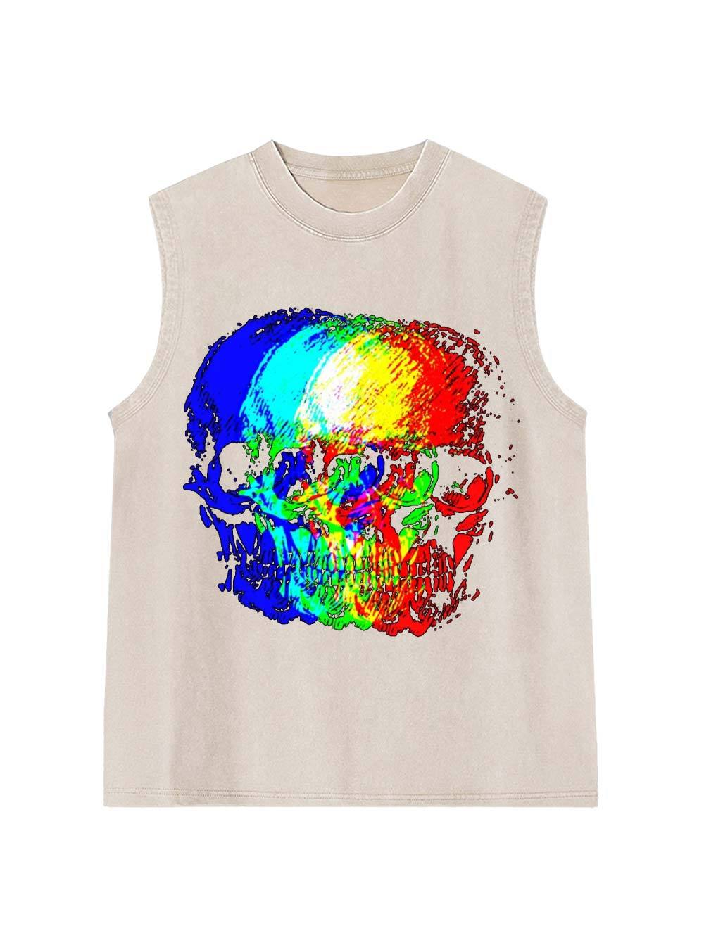 Skull Illusion Washed Tank Top