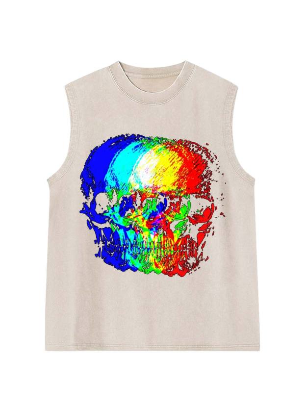 Skull Illusion Washed Tank Top