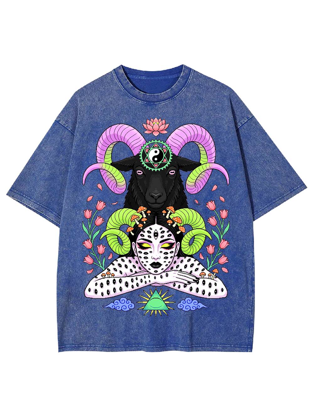 MYSTIC GOAT AND LEOPARD WASHED TSHIRT