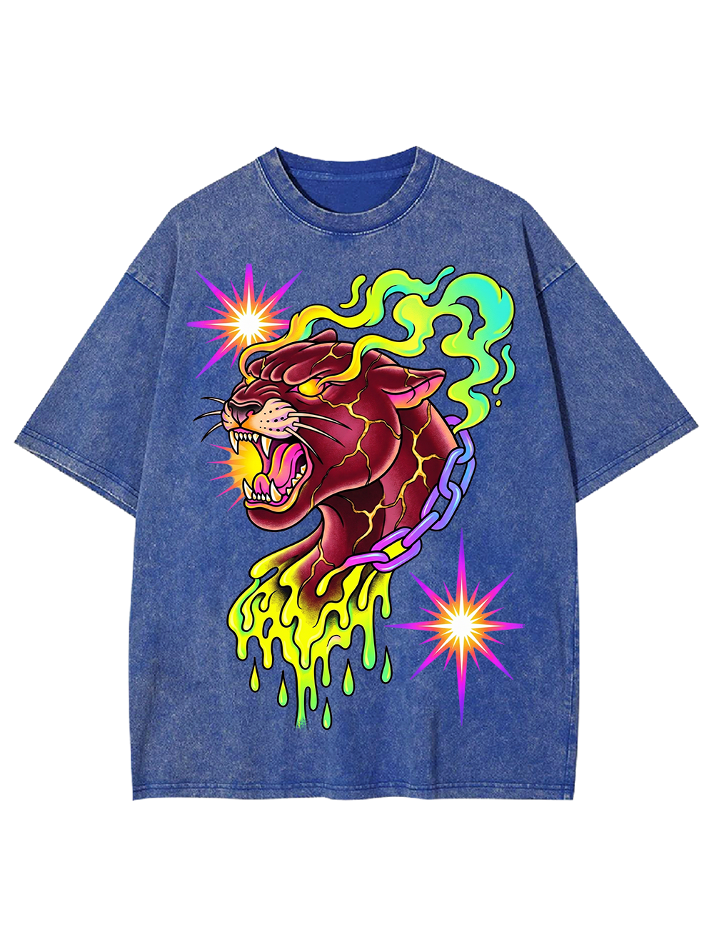 NEON FLAME PANTHER WASHED TSHIRT