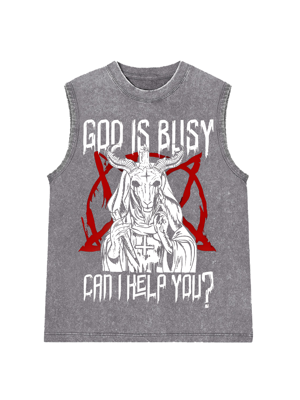 GOD IS BUSY, CAN I HELP YOU WASHED TANK TOP