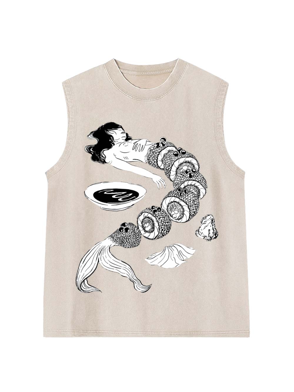 Human Sushi Slices Washed Tank Top