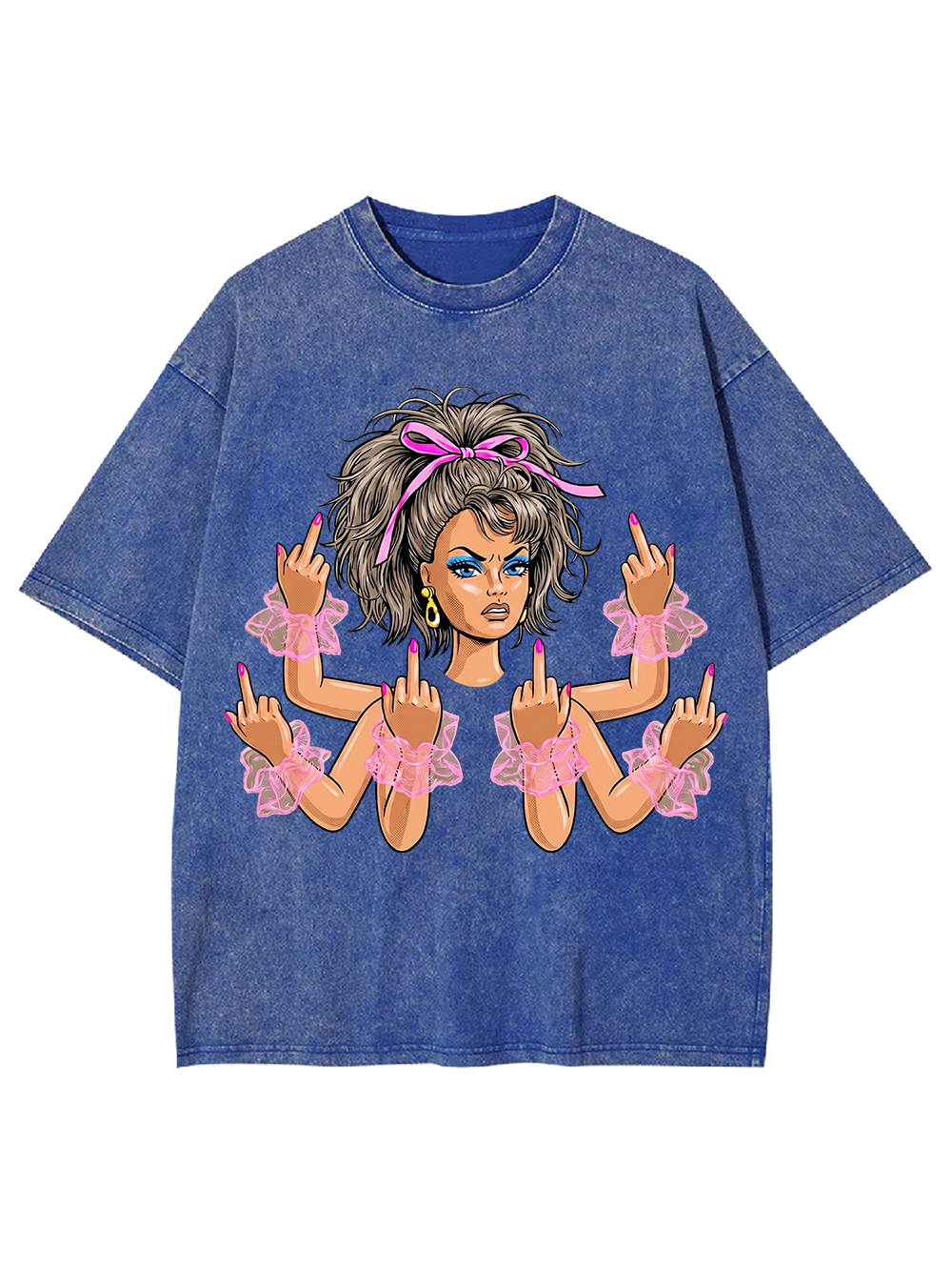 PINK BOW ATTITUDE QUEEN WASHED TSHIRT