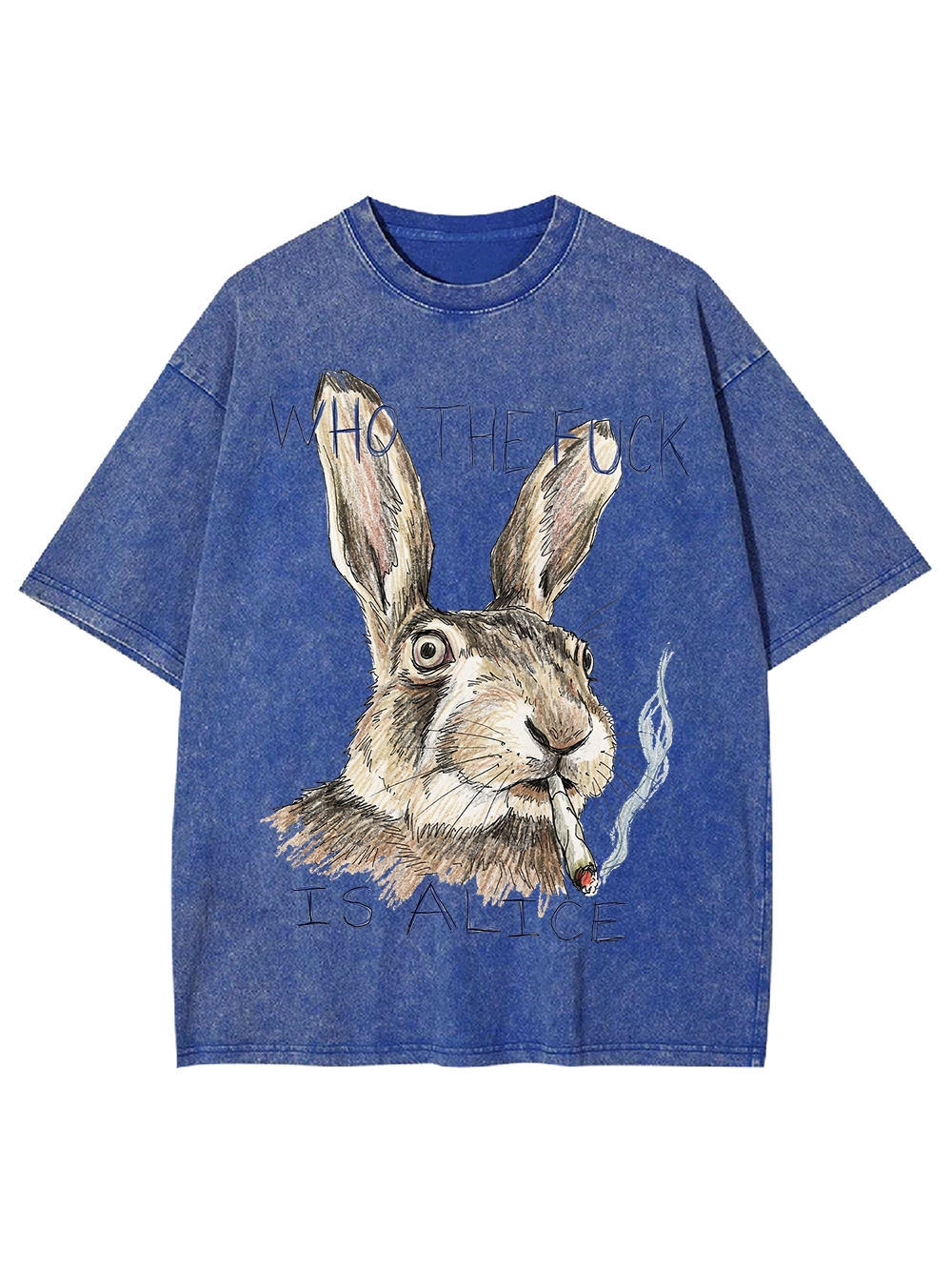 WHO THE F IS ALICE RABBIT WASHED TSHIRT