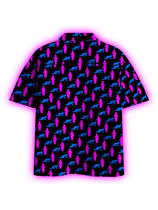 Man Crawling And Woman Standing Button Up Pocket Shirt