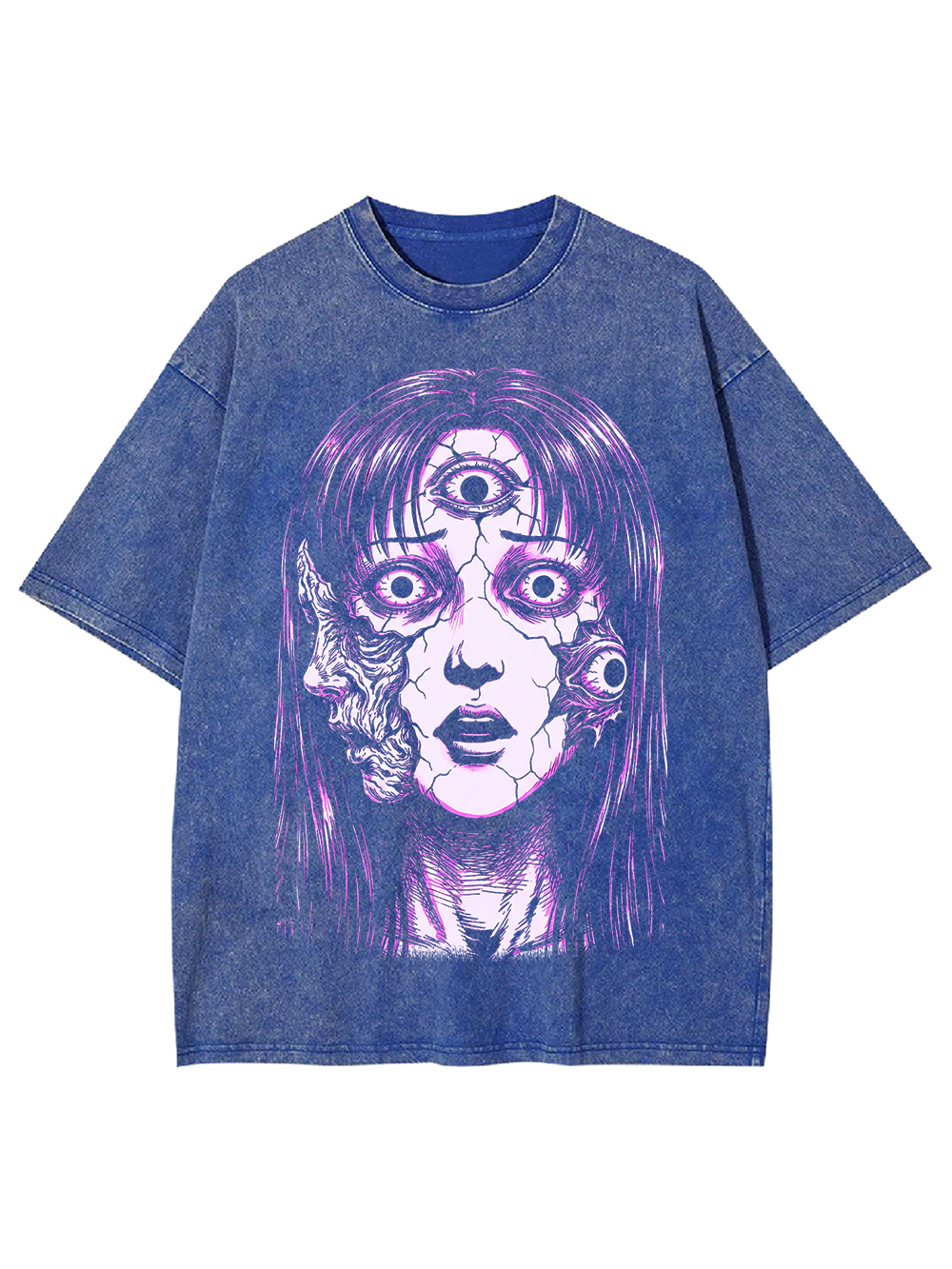 PURPLE PSYCHIC MULTI-EYE GIRL WASHED TSHIRT