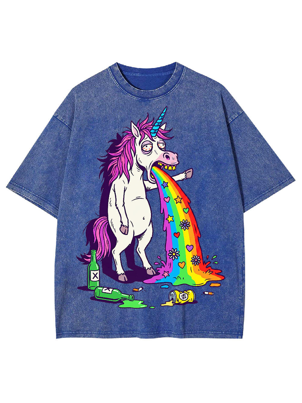 VOMITING RAINBOW UNICORN WASHED TSHIRT