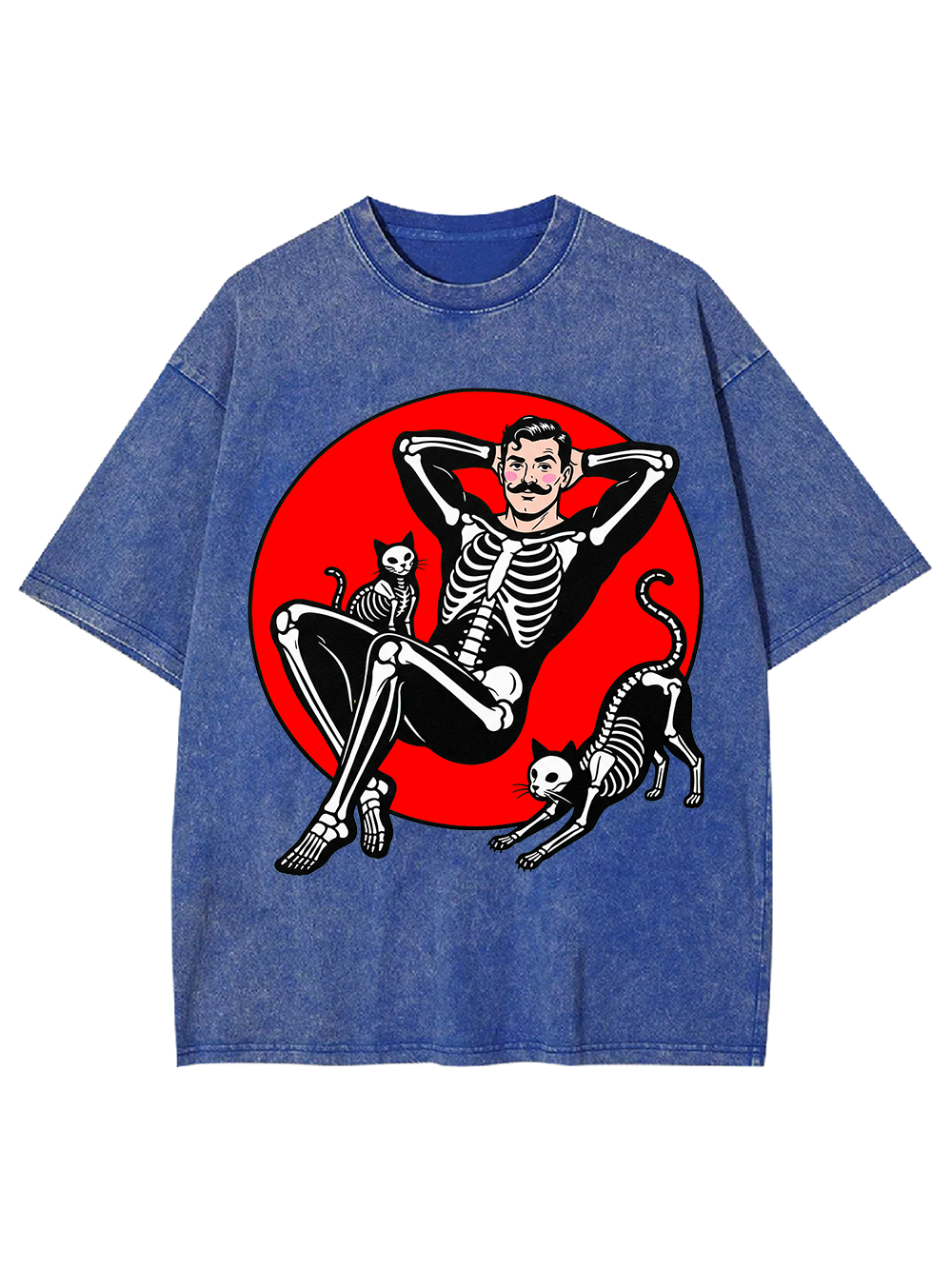 SKELETON QUEEN WITH CATS WASHED TSHIRT