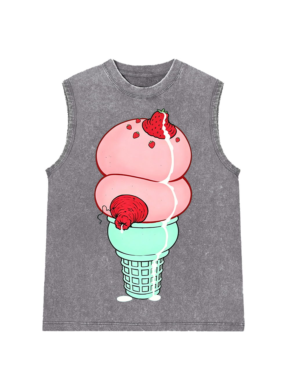 STRAWBERRY BOOB ICE CREAM WASHED TANK TOP