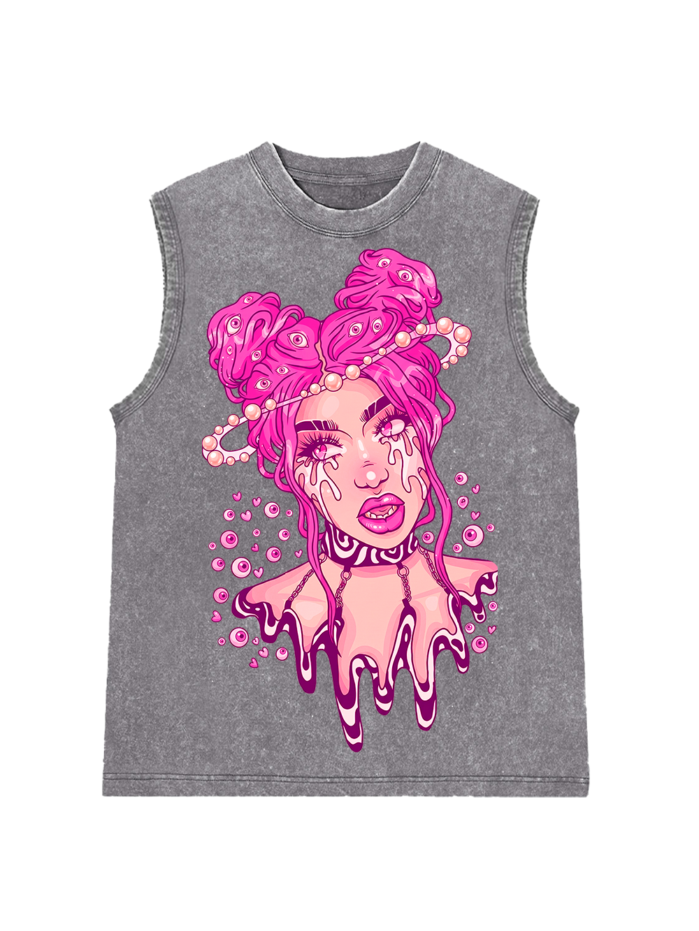 PINK DRIPPING BUBBLE GIRL WASHED TANK TOP