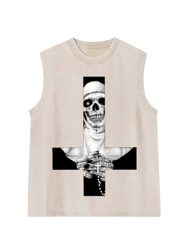 Skeletal Nun Washed Tank Top