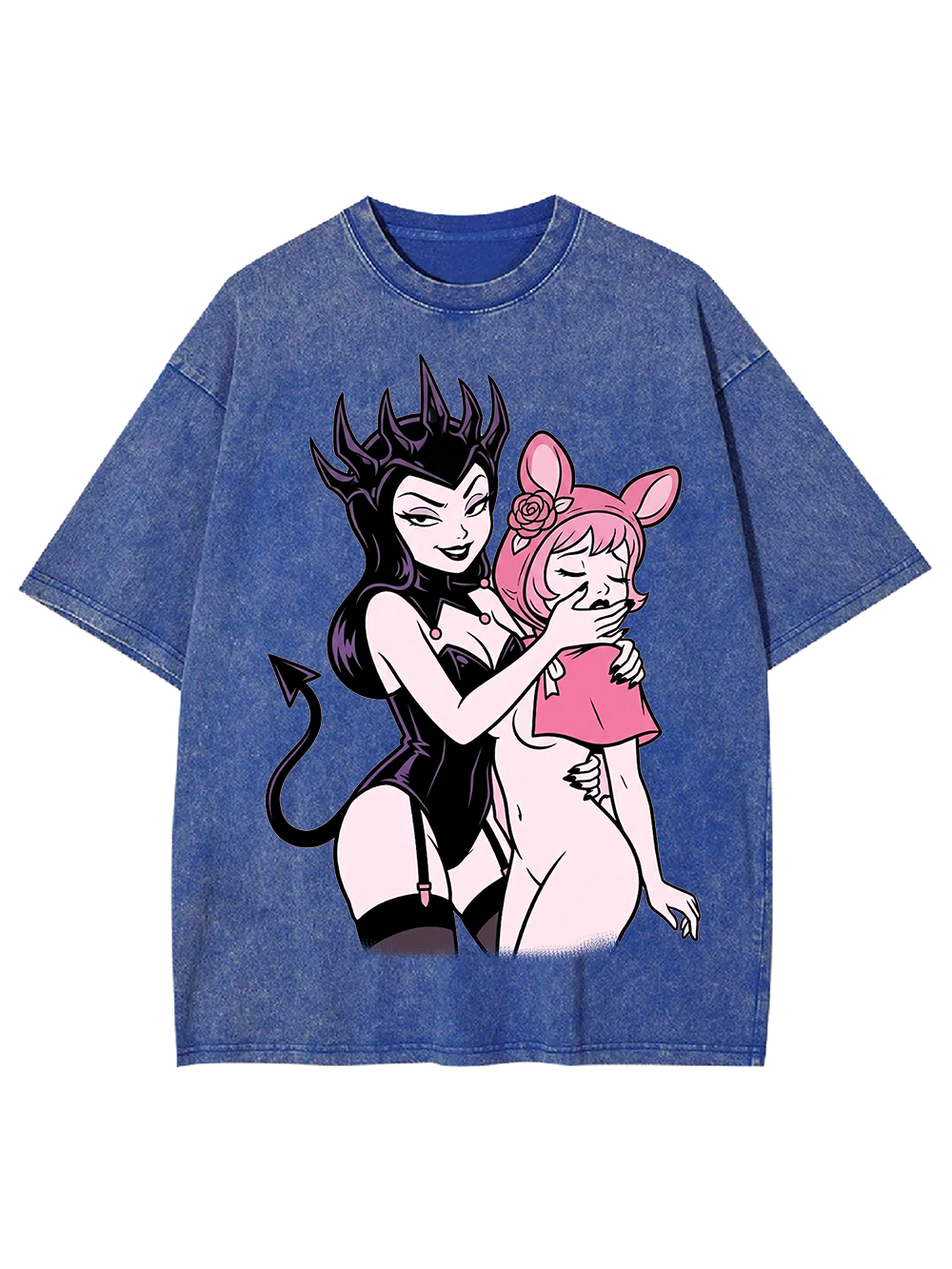 DEMON GIRL AND BUNNY GIRL WASHED TSHIRT