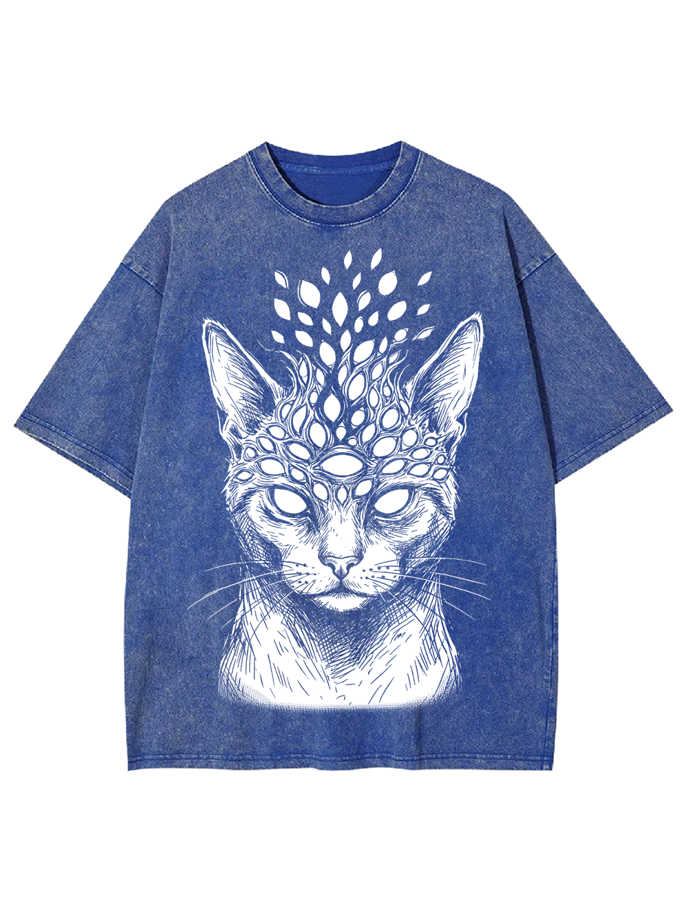 MYSTIC CAT SKULL ILLUSION WASHED TSHIRT