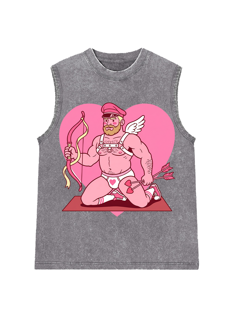 CUPID KNEELING WITH BOW WASHED TANK TOP