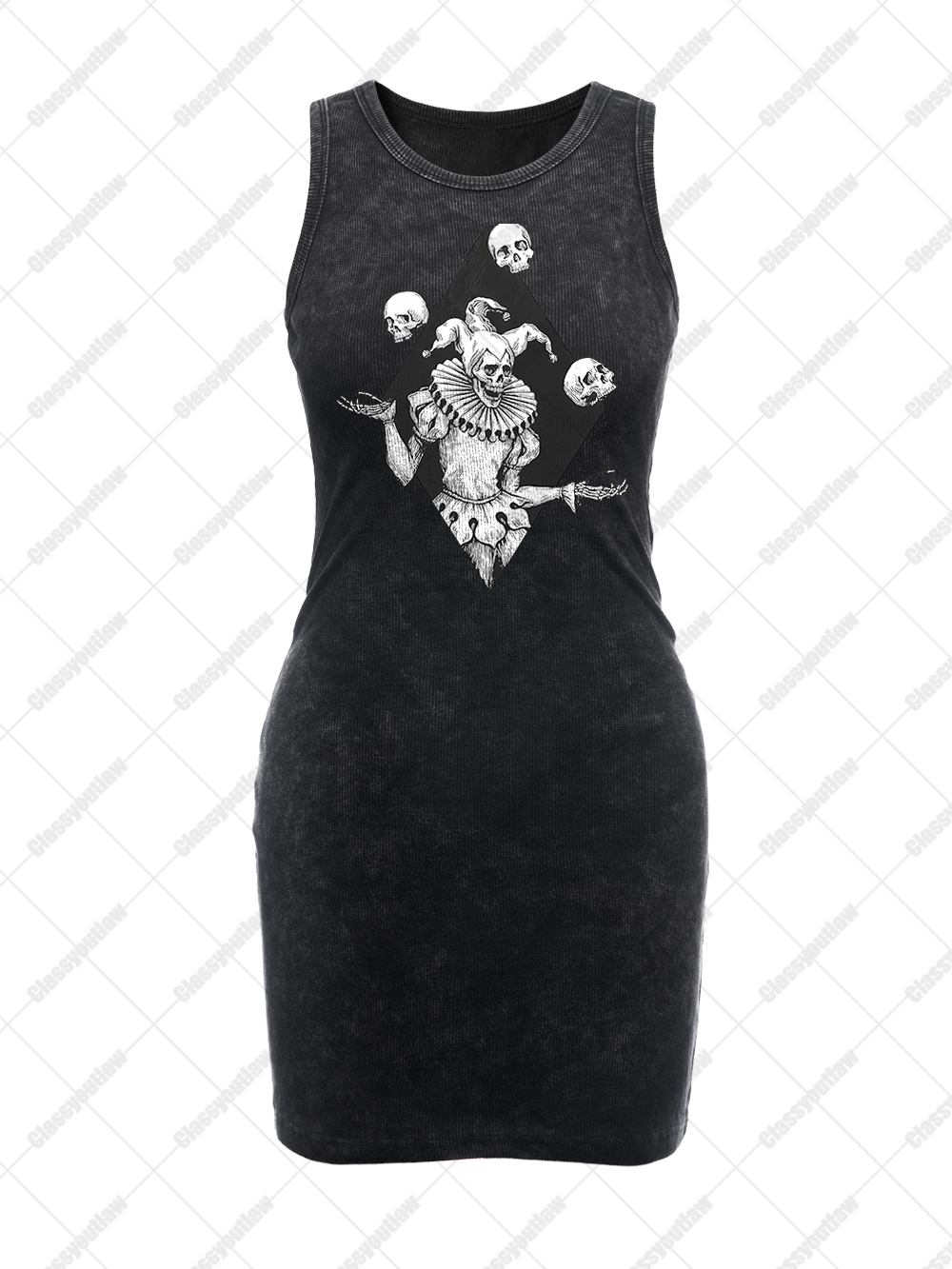 JESTER OF DEATH VINTAGE BODYCON TANK DRESS