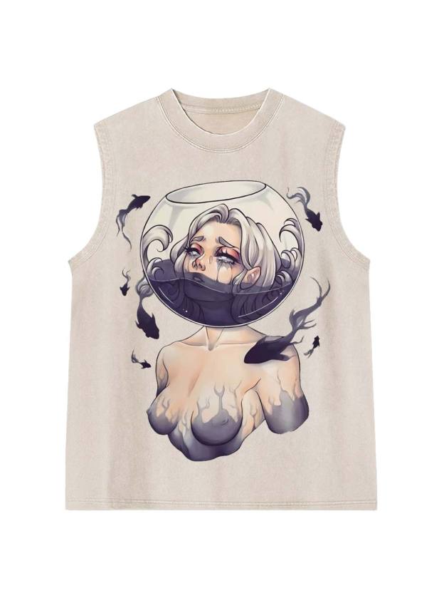 Drowning In Silence Washed Tank Top