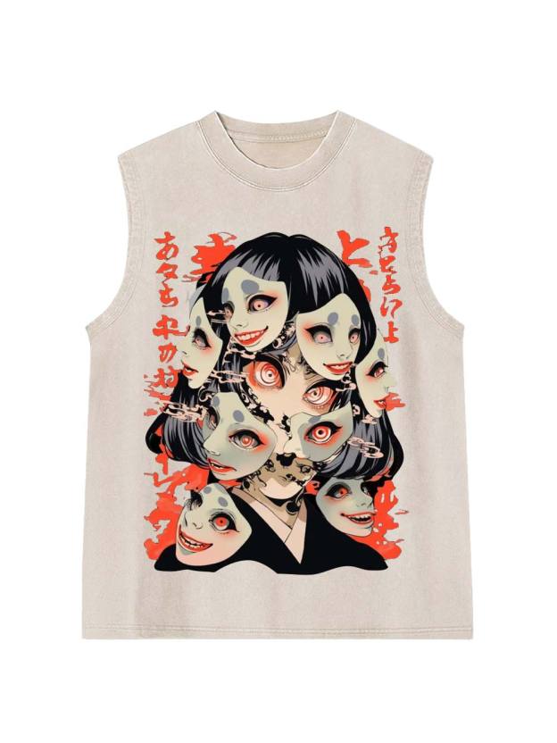 Faces Of Chaos Washed Tank Top