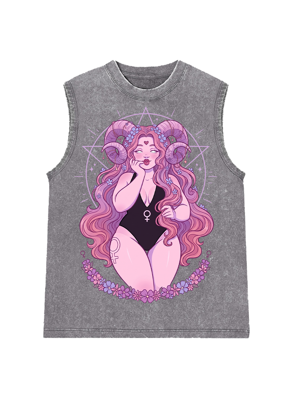 PASTEL GOTH ZODIAC LADY AAA WASHED TANK
