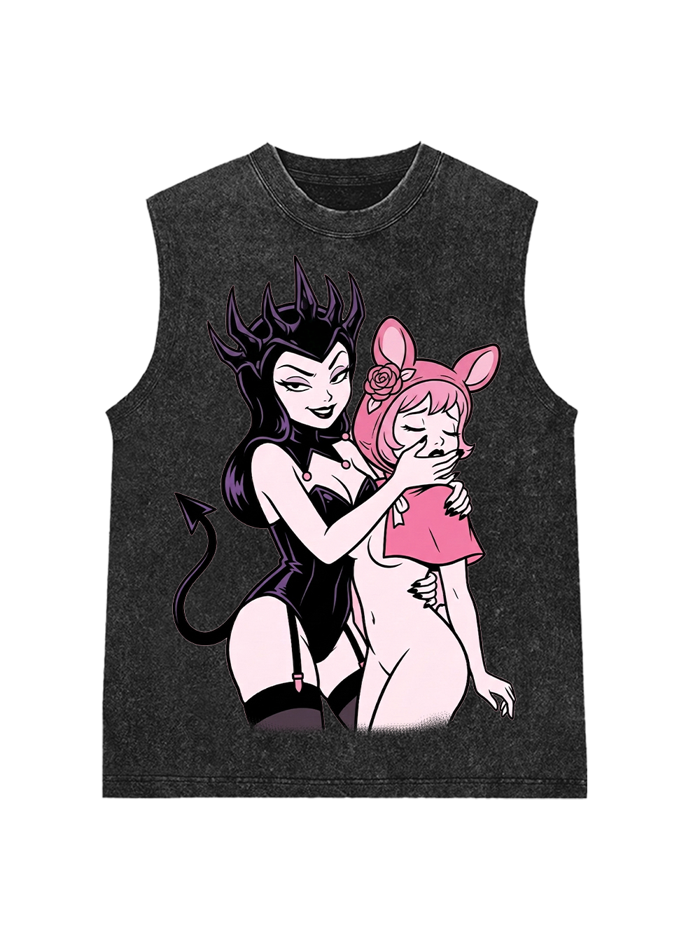 DEMON GIRL AND BUNNY GIRL WASHED TANK