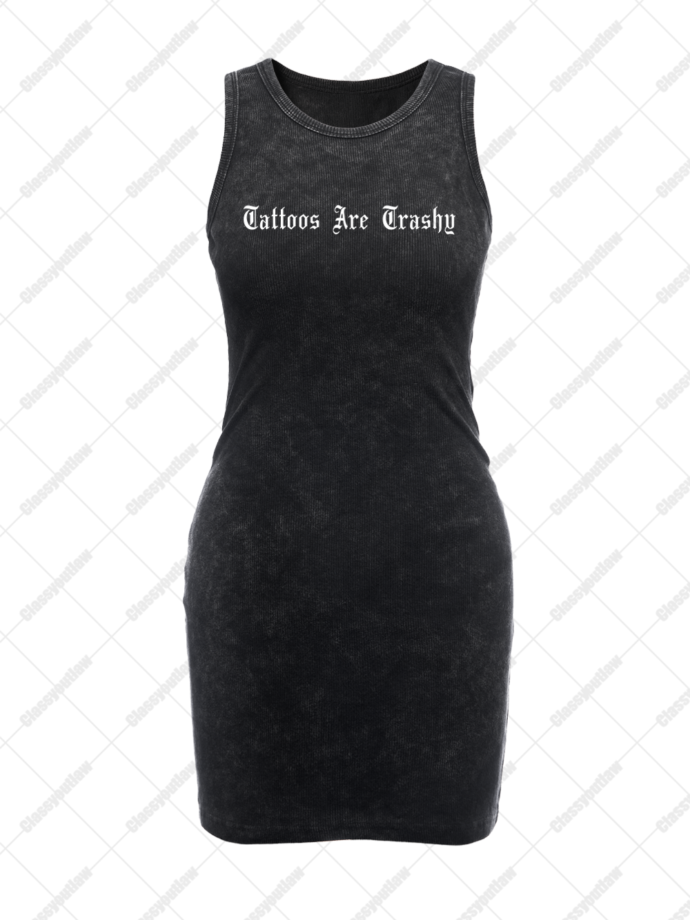 TATTOOS ARE TRASHY VINTAGE BODYCON TANK DRESS